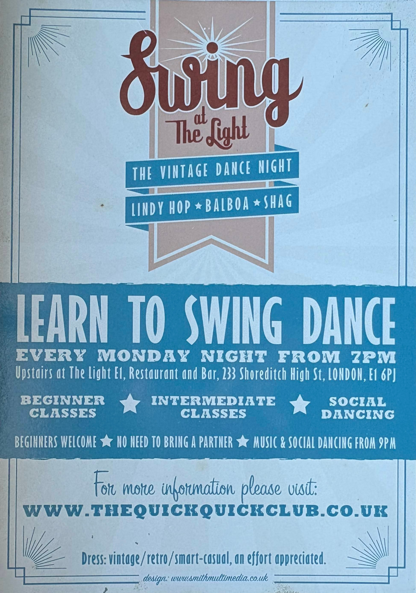 Swing at the Light (blue) — original flyer (portrait)