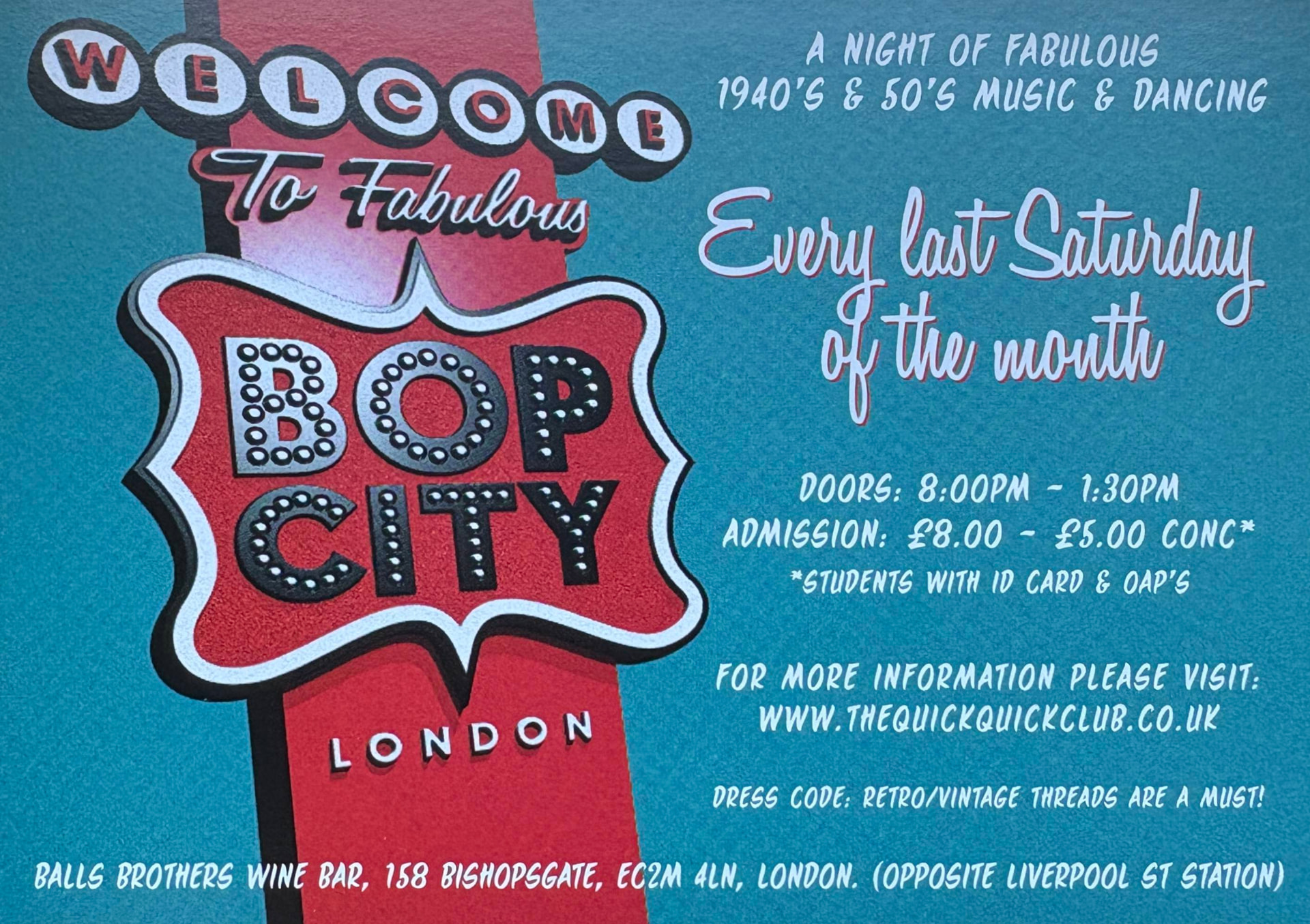 Bop City — original flyer (landscape)