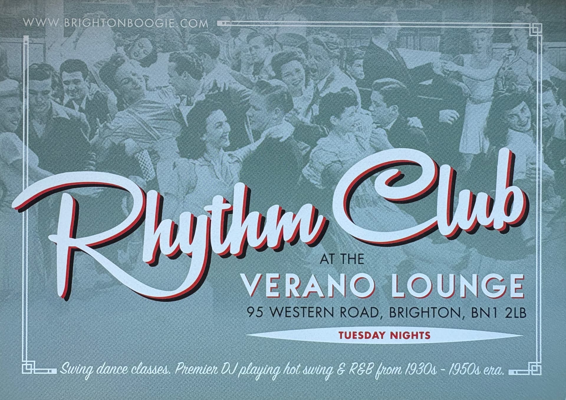 Rhythm Club (teal) — original flyer (landscape)